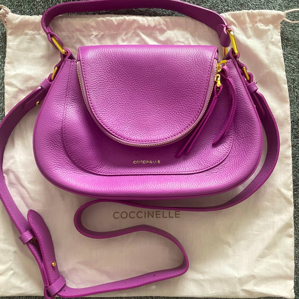 Brand new, never worn, Authentic Coccinelle purple leather  handbag